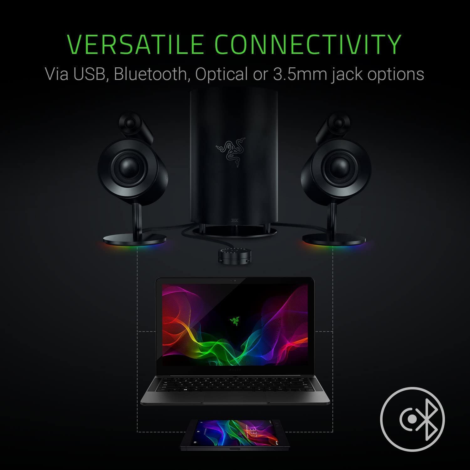 Razer Nommo Pro- Thx Certified Premium Audio - Dolby Virtual Surround Sound - Downward Firing Subwoofer PC Gaming Speakers - Blink.sa.com