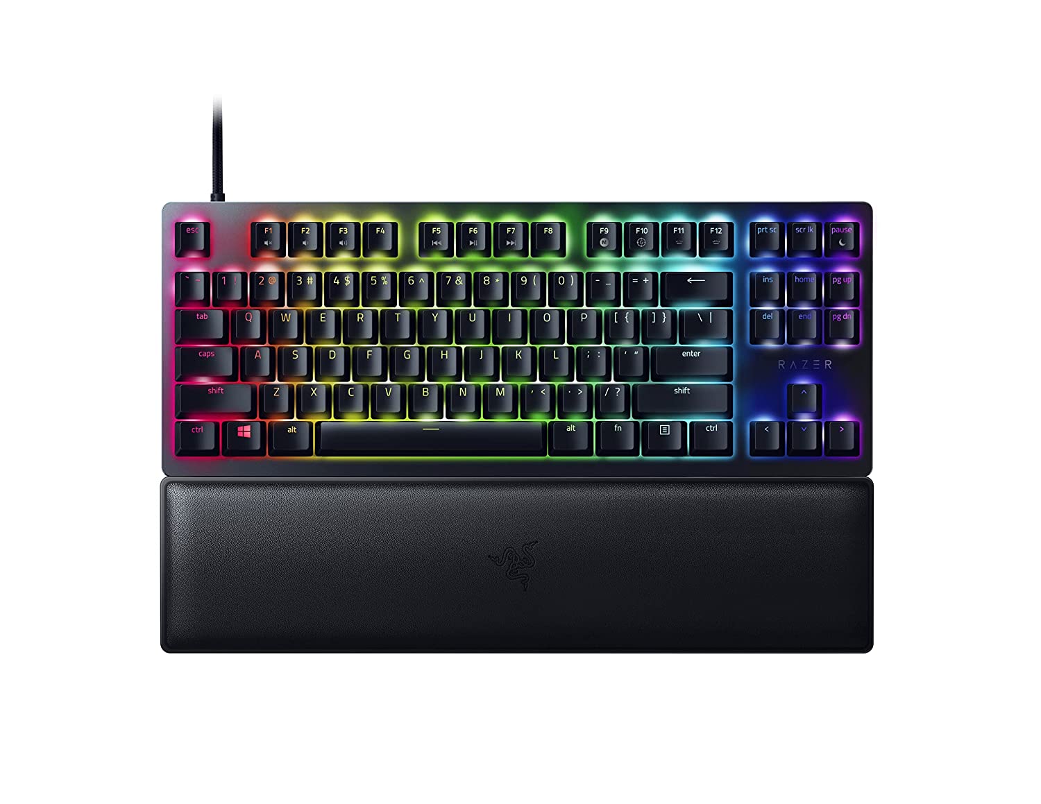 Razer Hunstman V2 Tenkeyless Wired RGB Gaming Keyboard Red Linear Optical Switch (US Layout) - Black - لوحة مفاتيح